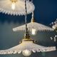Vintage triple suspension lampshade in white opaline.
