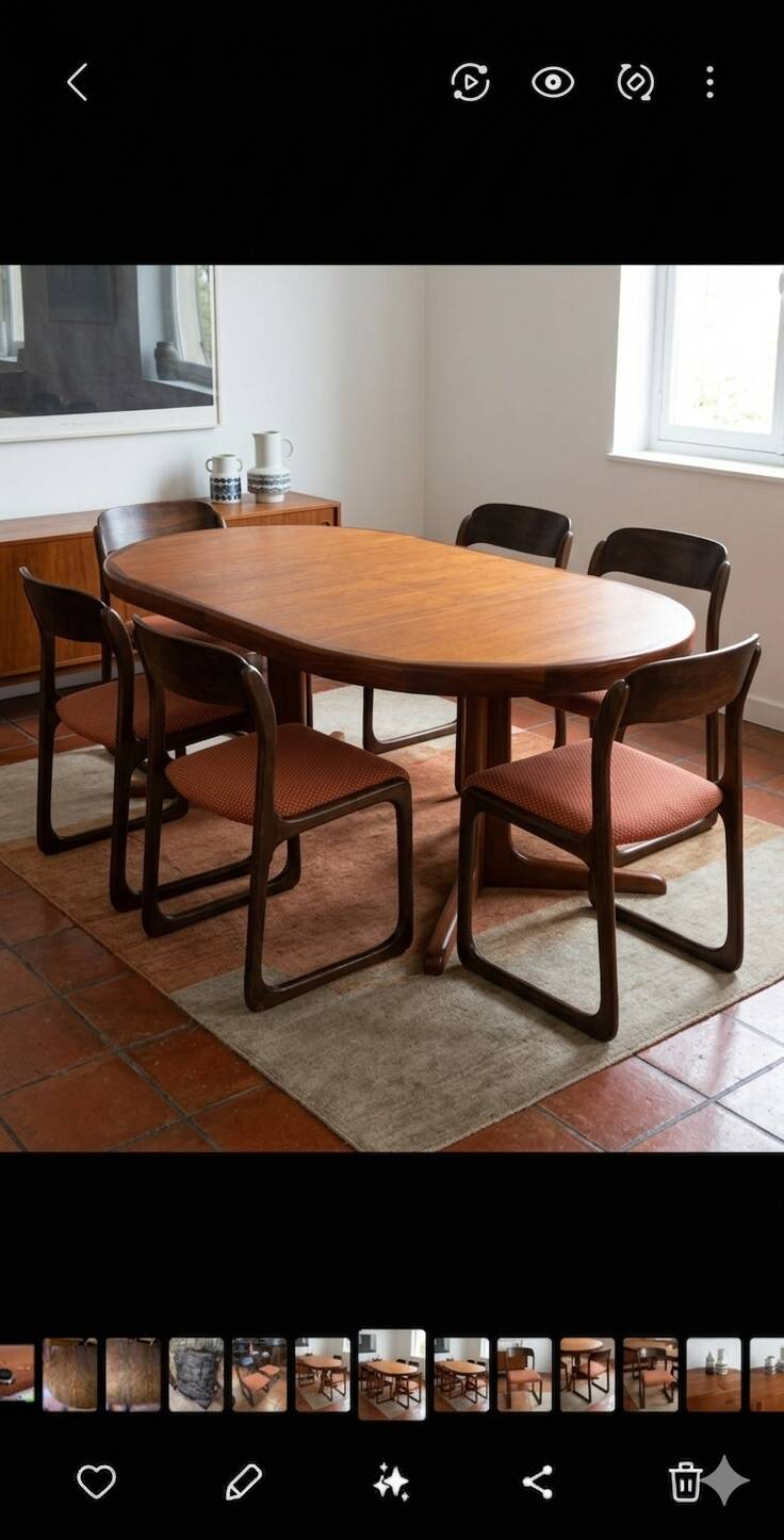 Baumann extendable table in teak from the 1960s.
