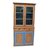 Buffet ancien en bois tendre naturel + bleu, style Gründerzeit