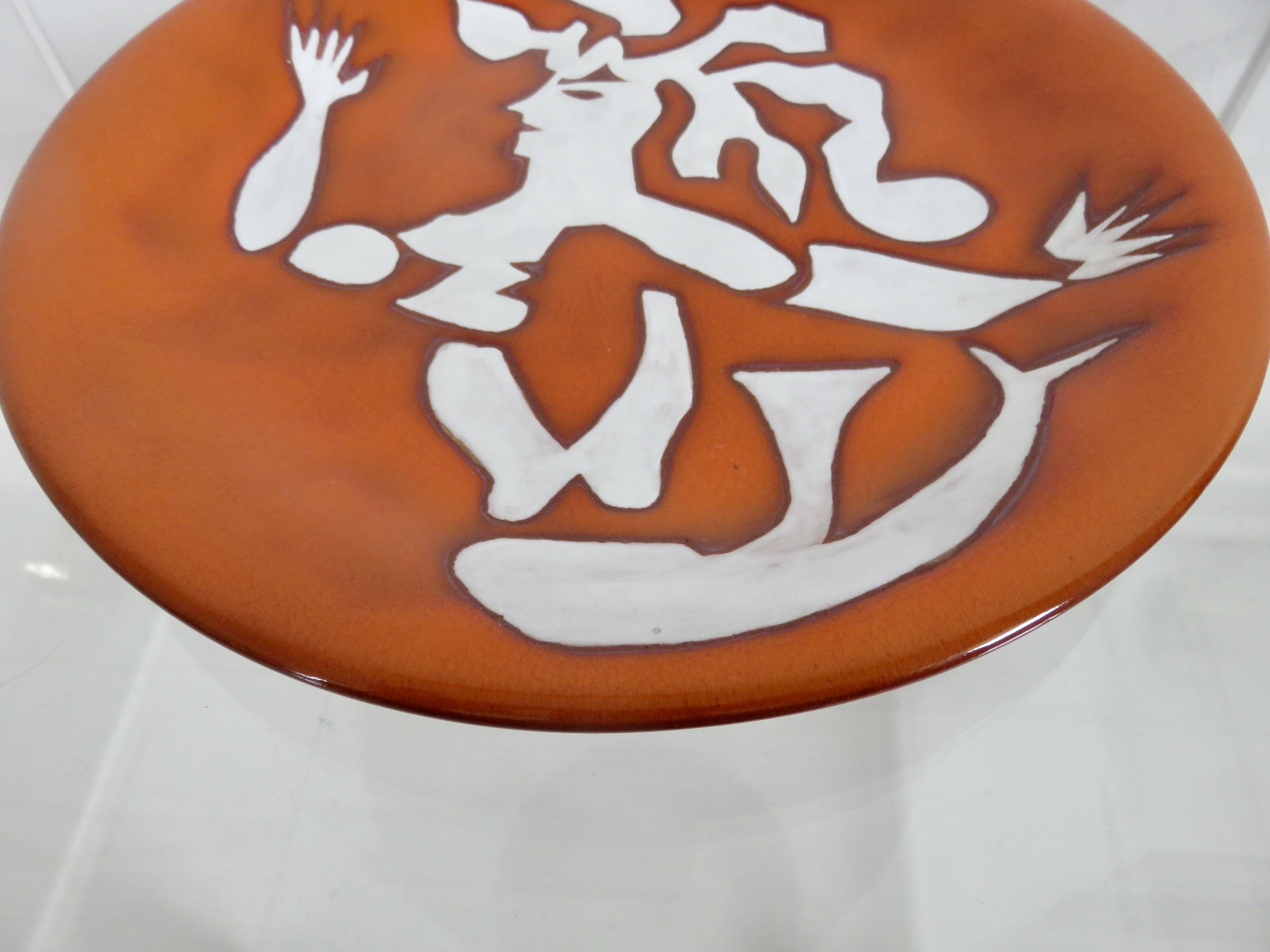 Jean Lurçat 2 enamelled ceramic plates, signed, Sant Vicens edition