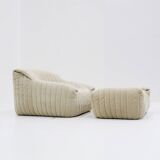 Beige Cinna Sandra Armchair & Footstool by Annie Hiéronimus for Ligne Roset
