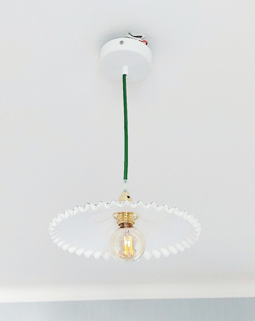 Vintage white opaline pendant lamp