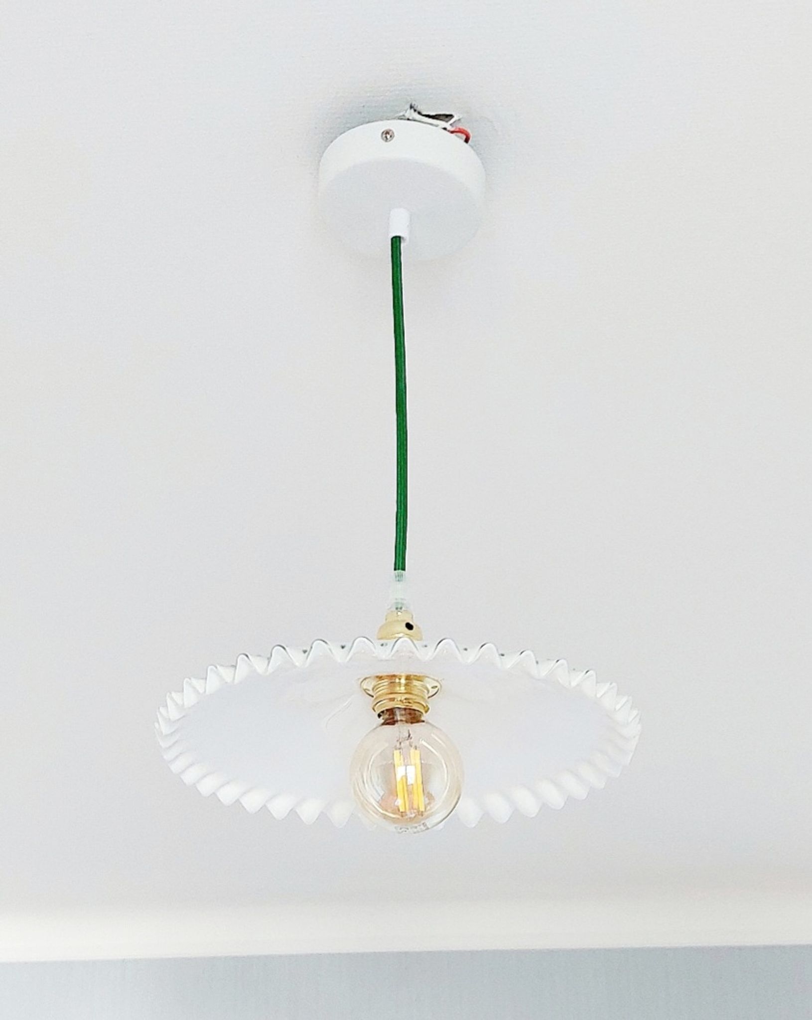 Vintage white opaline pendant lamp