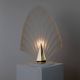 Large vintage Murano glass table lamp – leaf-shaped glass – white, gold metal base – Italy 1980s