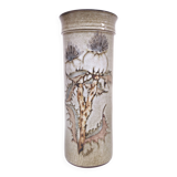 Ceramic vase decorated with thistle flowers signed Paulet