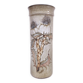 Vase céramique décors fleurs chardons signé Paulet