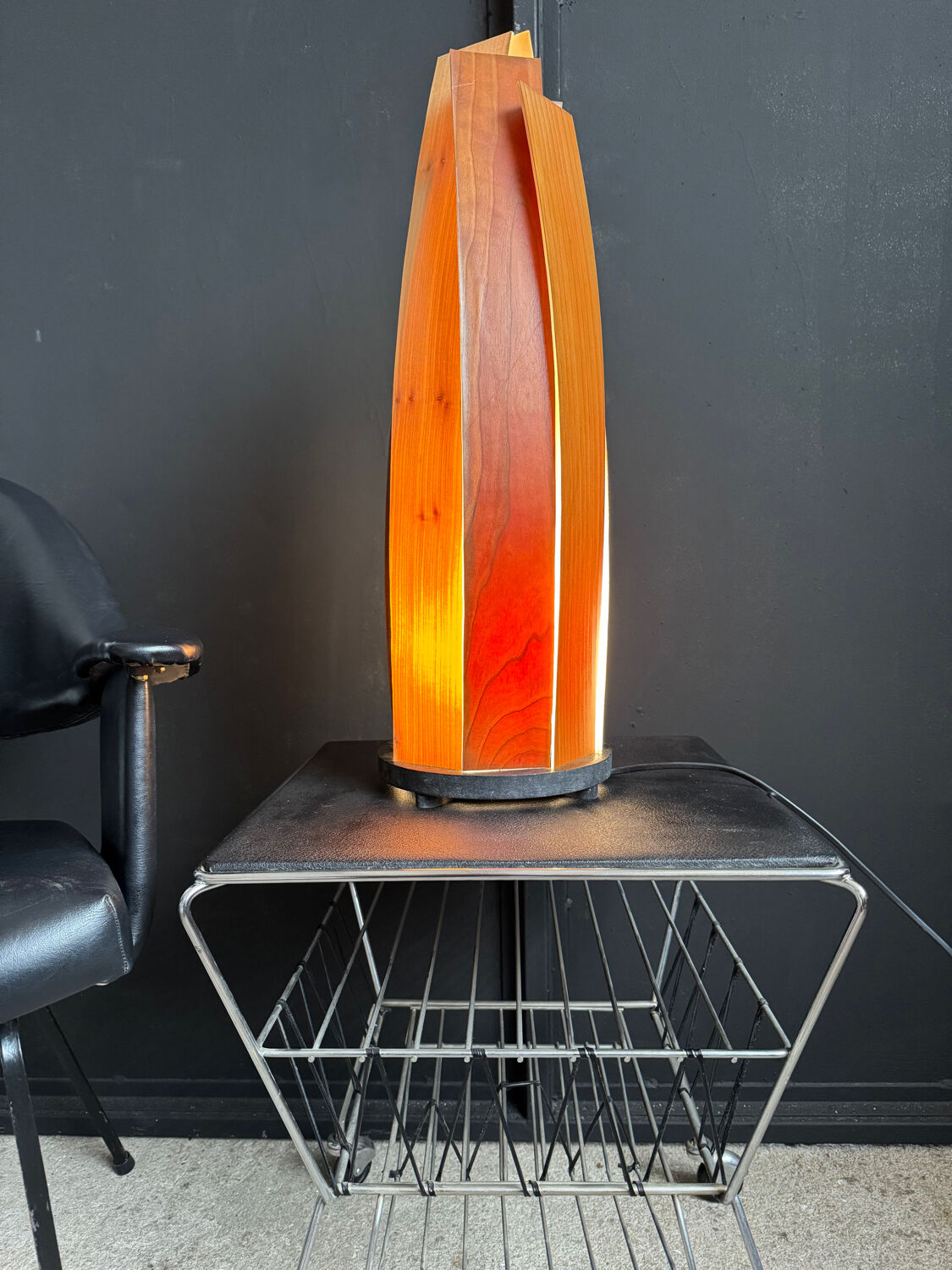 Wood slat lamp in Scandinavian style