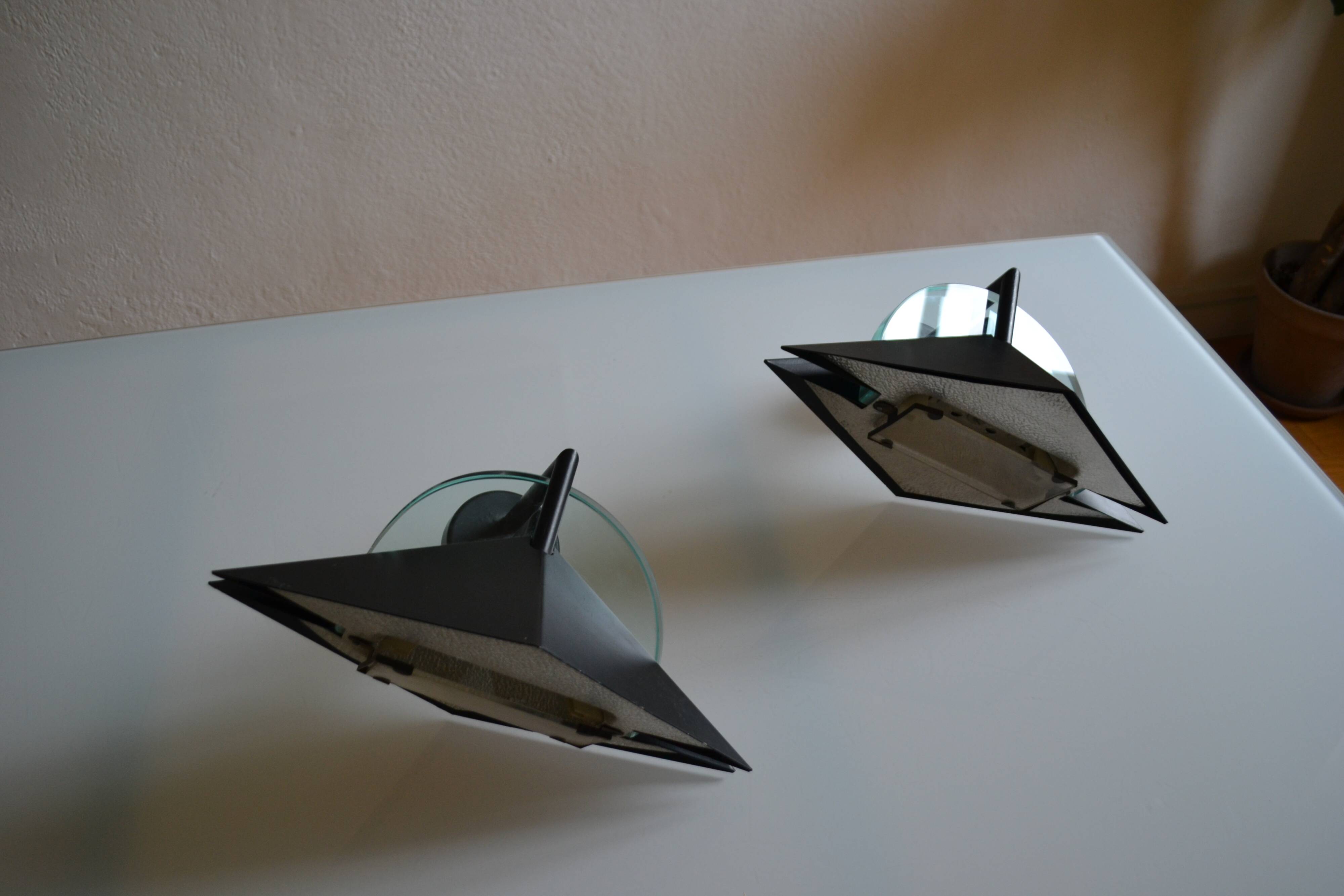 Pair of postmodernist wall sconces, 1980