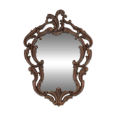 Miroir baroque avec cadre orné en chêne sculpté à la main, France années 1950