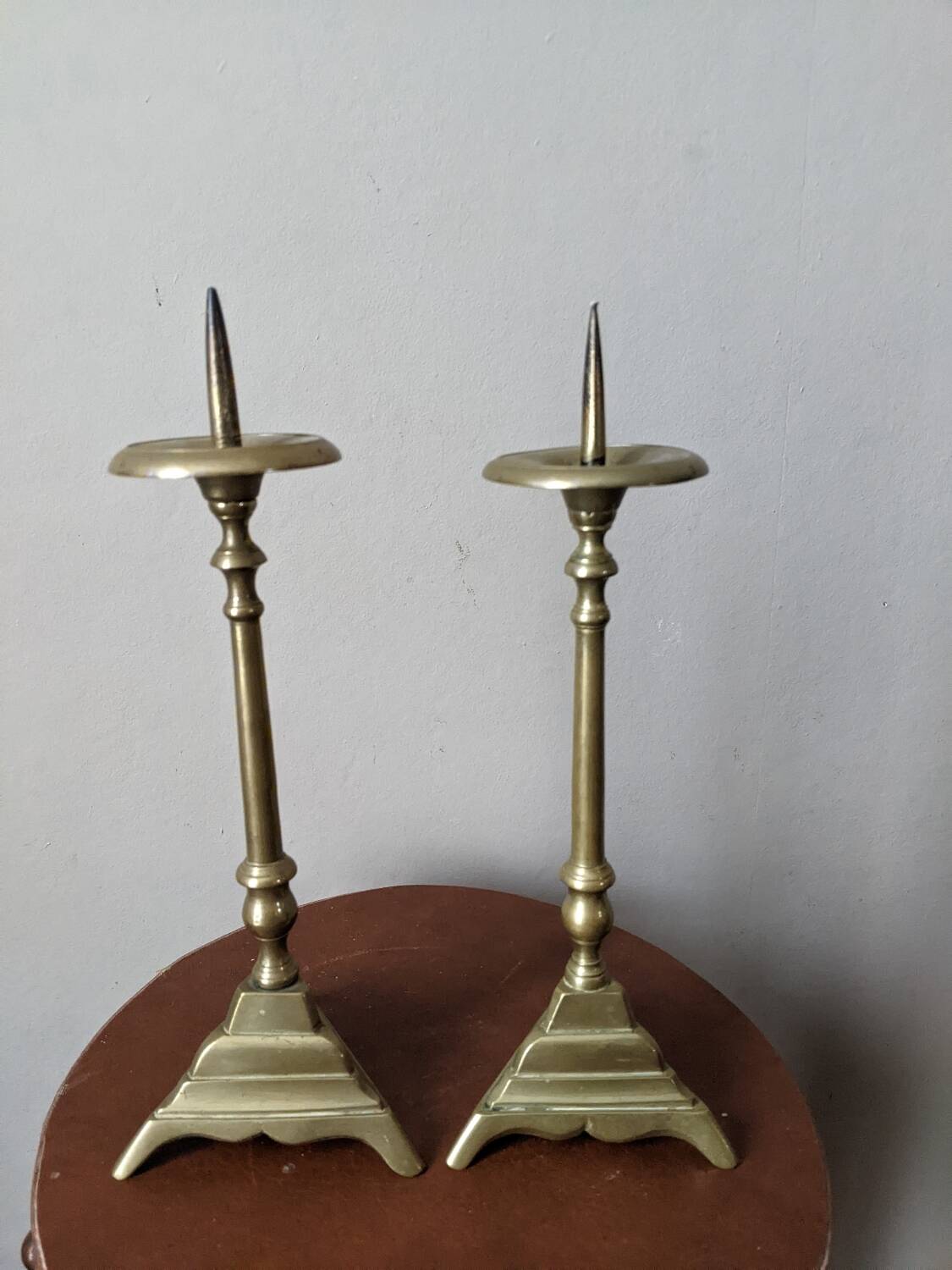 Pair of brass candlesticks, country bohemian Scandinavian style