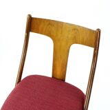 Elegant Dining Chairs In Wood And Pink Upholstery, Czechoslovakia 1960s, Se