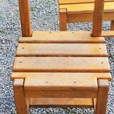 Set de 4 chaises des années 70 brutalistes en chêne