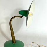 Mid-cenrury Italian Modern brass and green lacquer table lamp from 50s