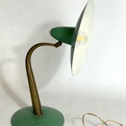 Mid-cenrury Italian Modern brass and green lacquer table lamp from 50s