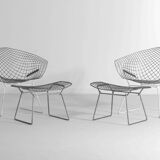Rare Bertoia diamond chairs with ottoman for Knoll International, 1970s
