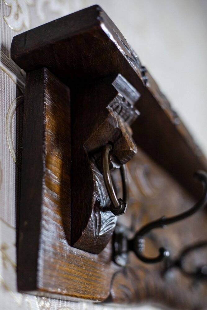 Antique Oak Coat Rack, 1890s