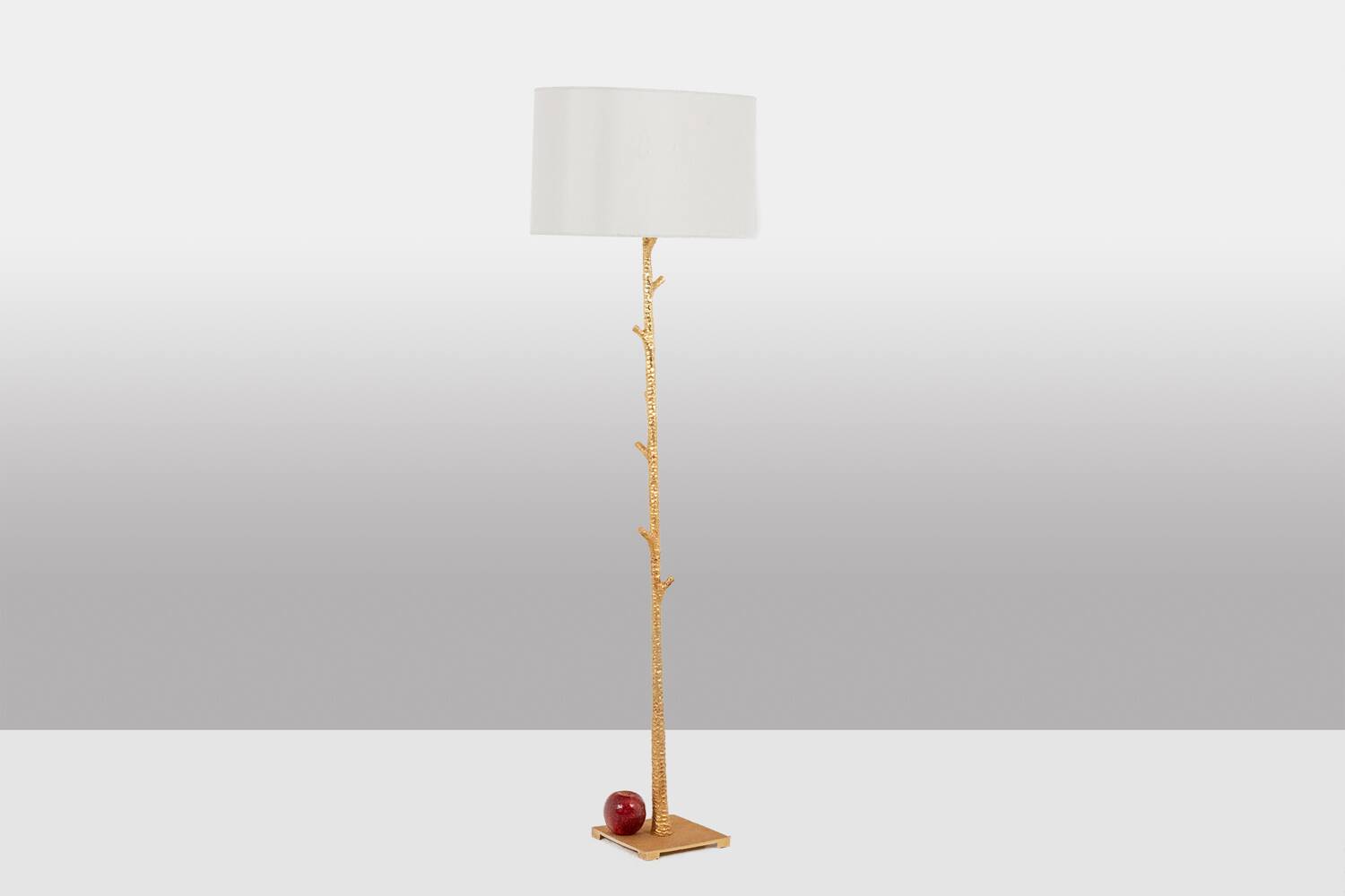 Pair of gilded metal floor lamps. 20th century.