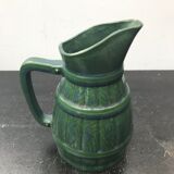 Ancien pichet céramique verte forme tonneau