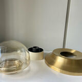 Vintage  Midcentury wall ceiling light in  Brass amber colored glass