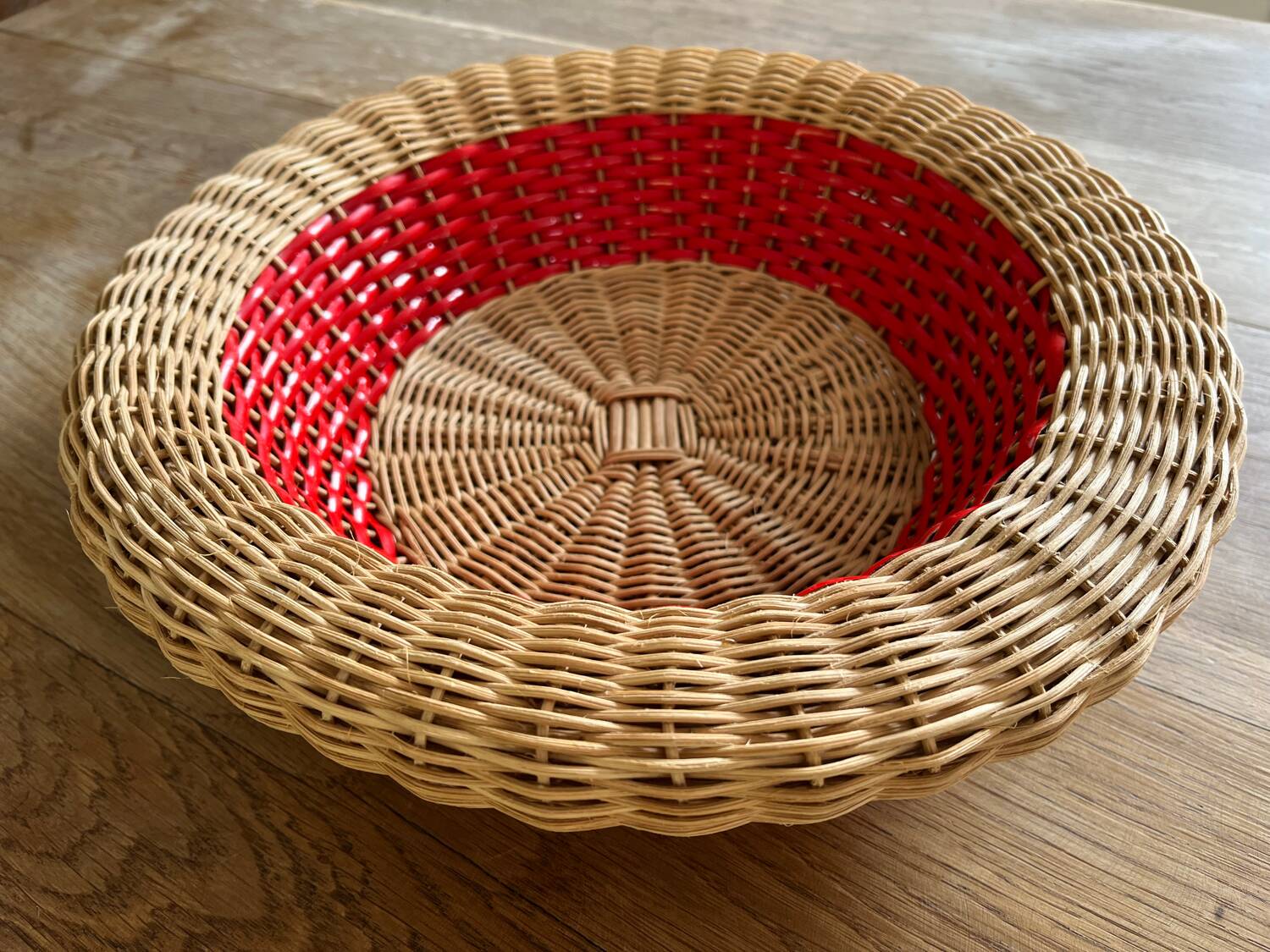Rattan basket with red trim