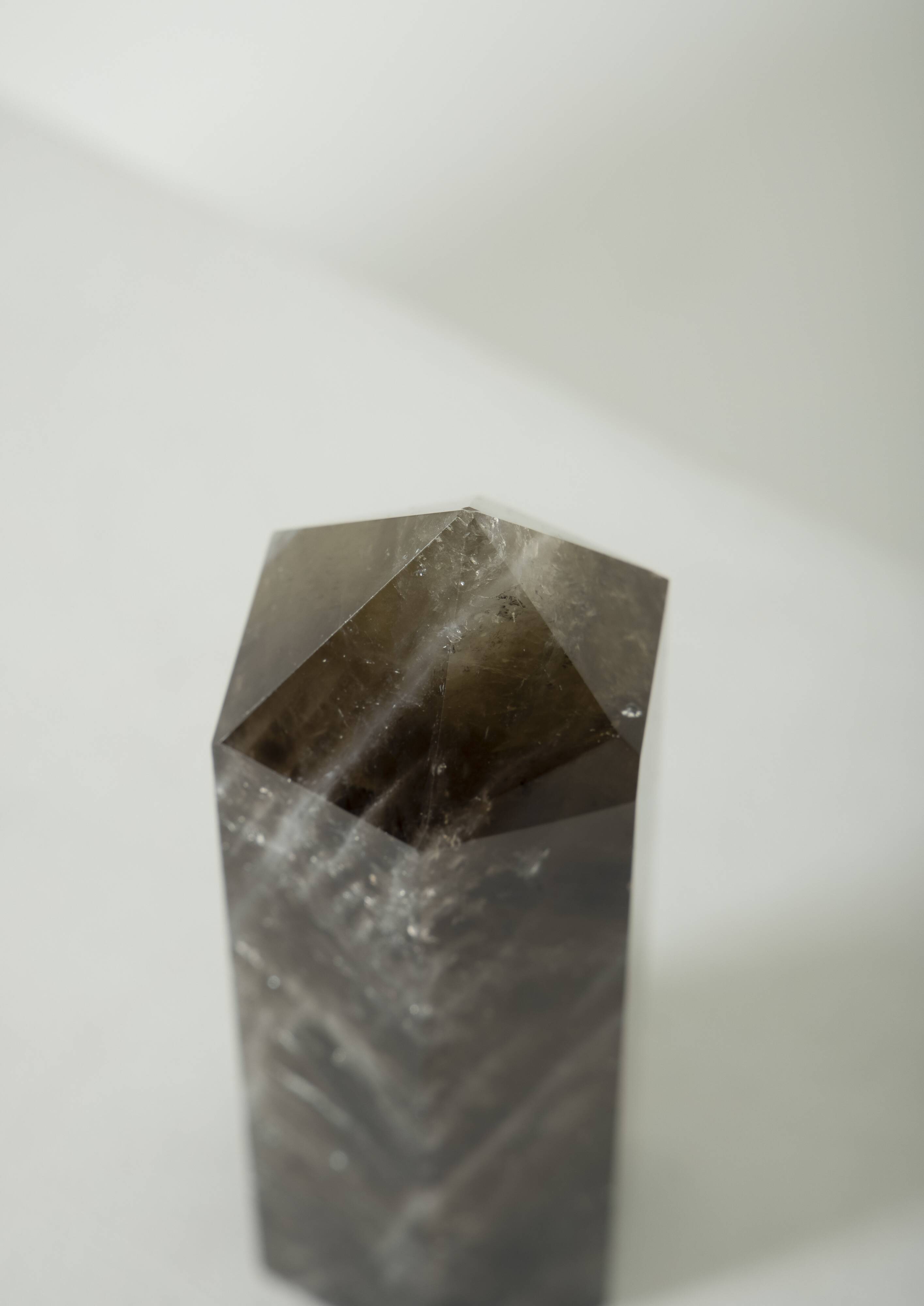 Smoky rock crystal obelisk