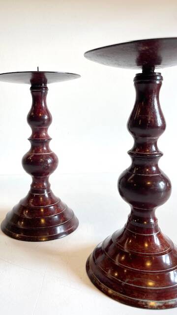 BOUGEOIRS Vintage Patinated Metal Candle Holders