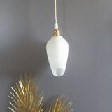 Portable hanging lamp 1970/80 white granite glass