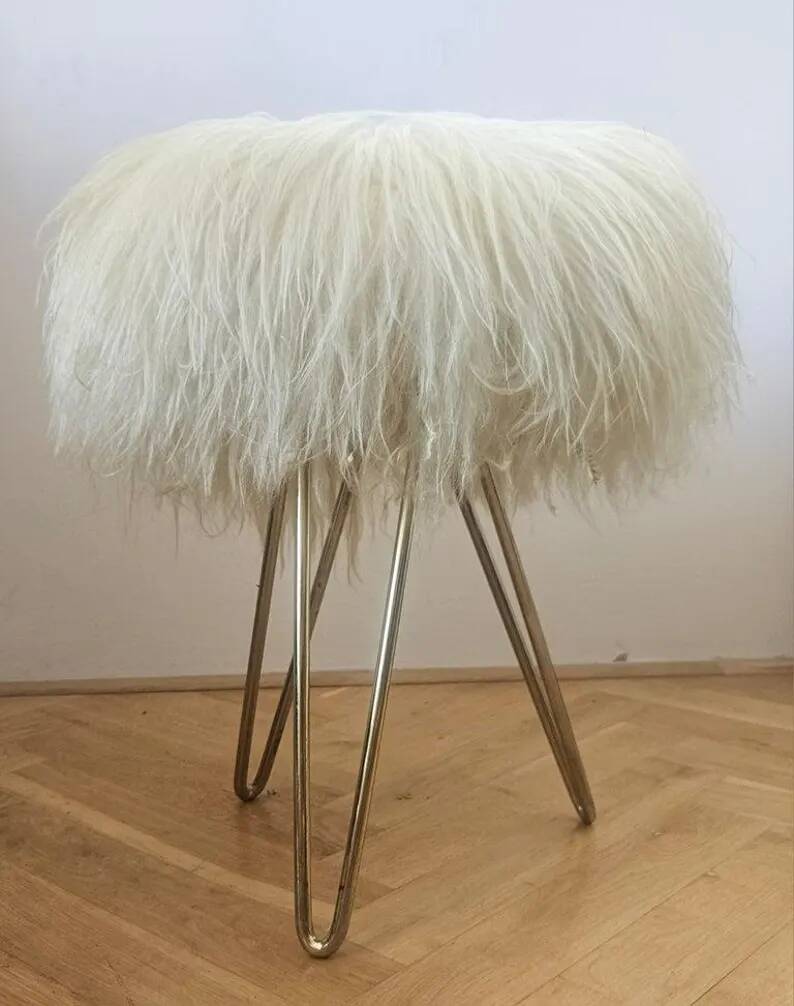Rare Midcentury Brass and Hairpin Tripod Stool, Germany, 1960s