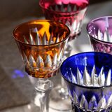 6 verres Baccarat Modèle Piccadilly en cristal doublé de couleurs