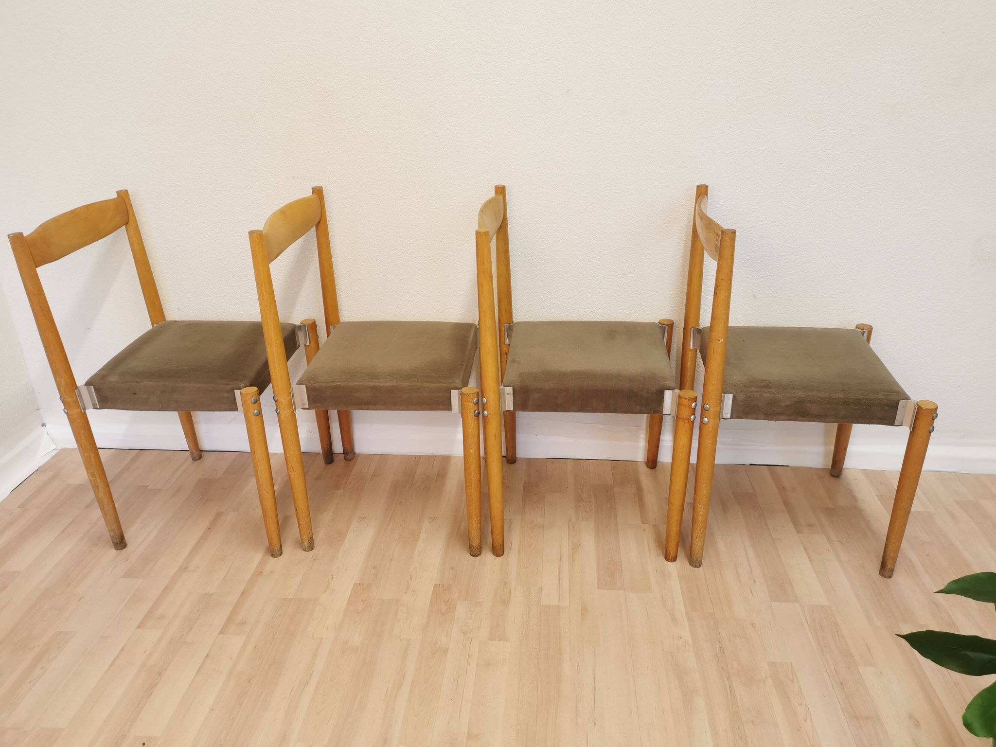 Vintage Miroslav Navratil Dining Chairs: 1970s Czechoslovakia, Gray Fabric