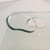 Designer magazine rack in glass and brushed steel