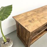Large old trading counter in solid pine