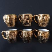 Lot de 6 mini mugs en porcelaine dorée