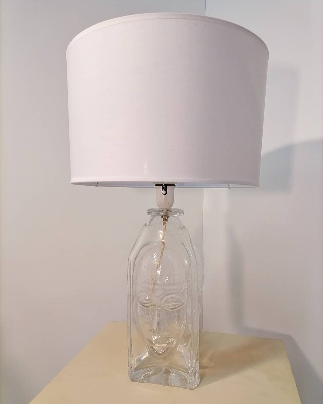 3 face molded glass lamp Sweden 1960