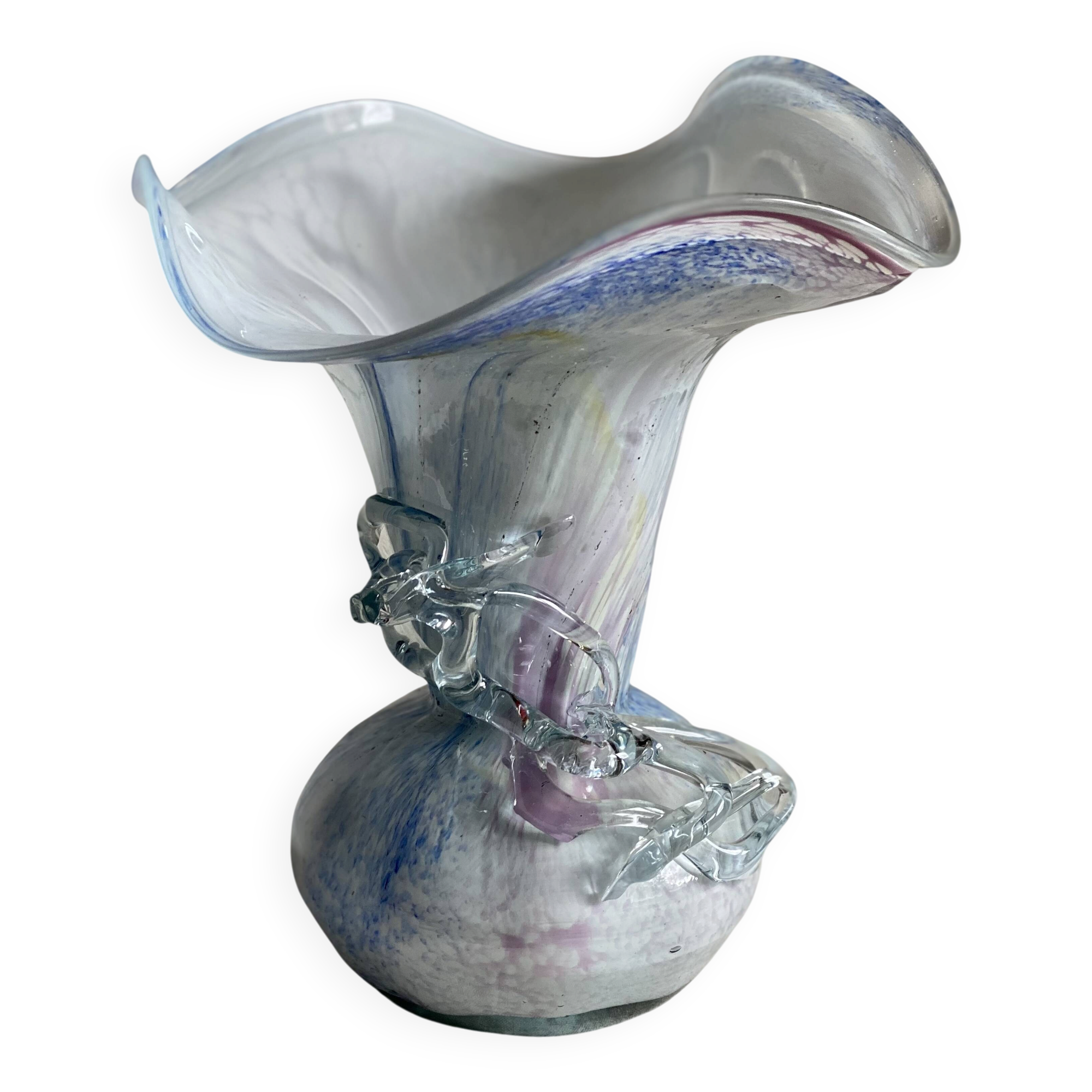 Vintage 1980 glass paste vase