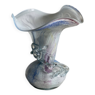 Vintage 1980 glass paste vase