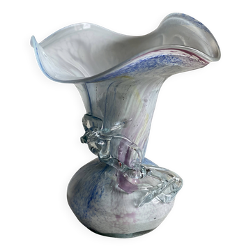 Vase pate de verre vintage 1980