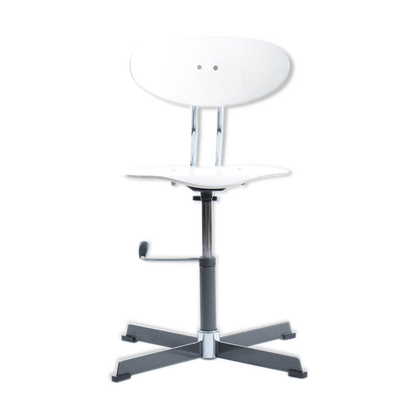 1970s swivel office chair by Kovona in wood and chrome