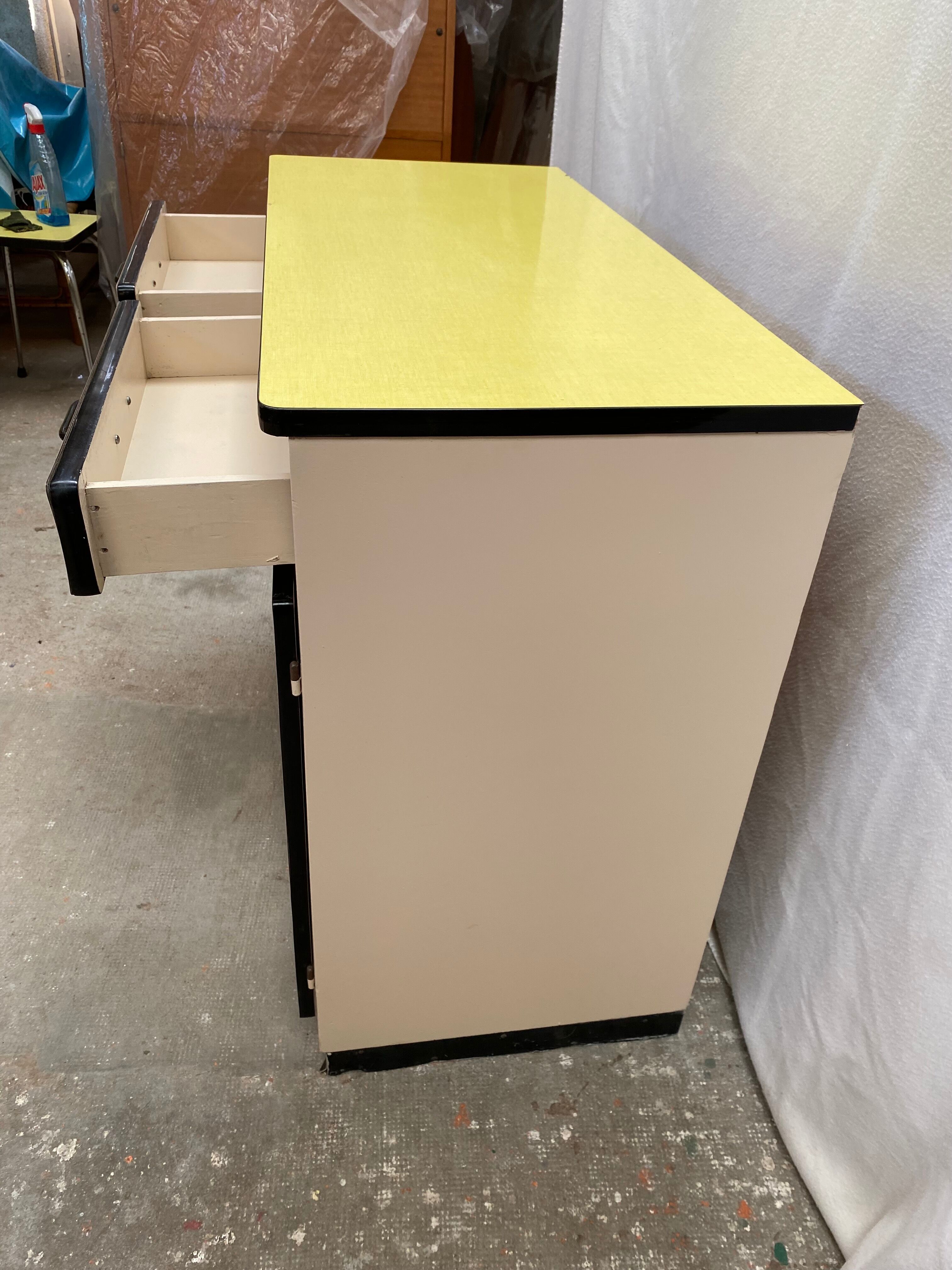 Yellow formica sideboard