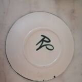 Plat Robert Picaut Vallauris D 31 cms signé vert foncé et marron en très bon état