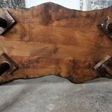 Table basse en bois brutaliste, primitive