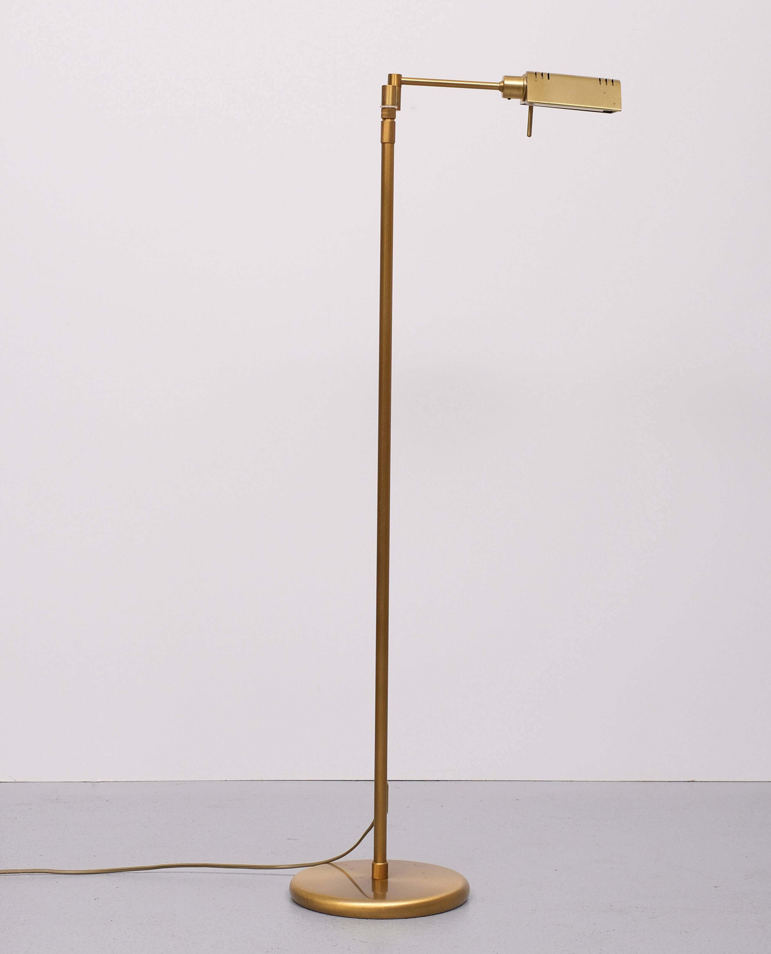 Holtkoetter Swing Arm Brass Floor lamp 1980s Germany