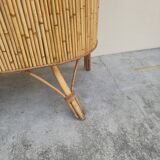 Bar vintage en rotin Bambou 1950s