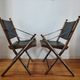Pair of safari folding chairs in leather 1970-80