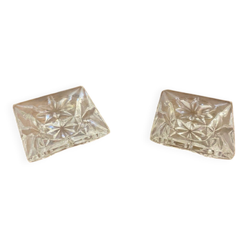 Pair of Antique Cut Arques Crystal Salt Cellars, Salt and Pepper Shakers, Vintage