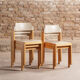 Lot of 4 chairs in solid beech, seated and back restored