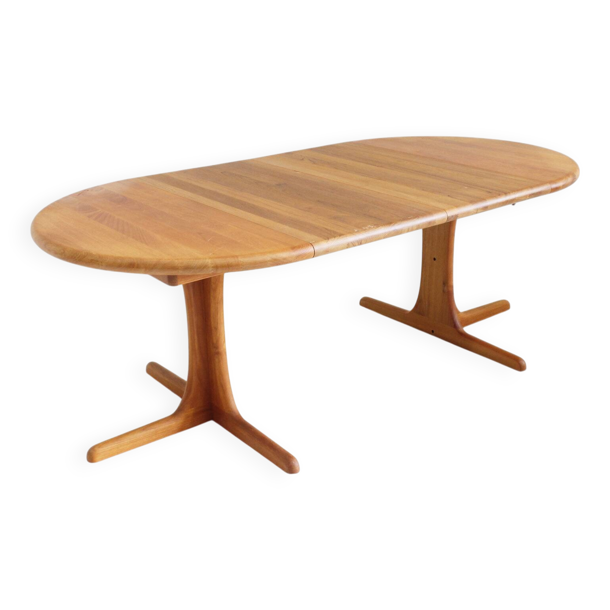 Vintage Danish round extendable dining table solid teak 1960s