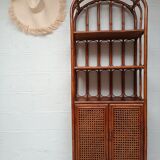 Vintage bamboo bookcase and canning