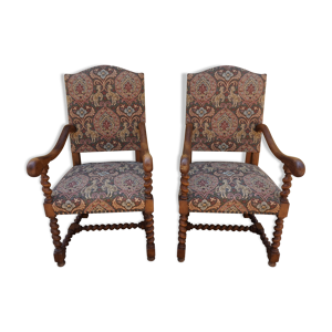 Paire de fauteuils style - louis xiii