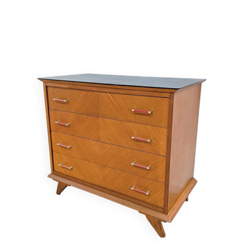 Commode with red Bakelite handles